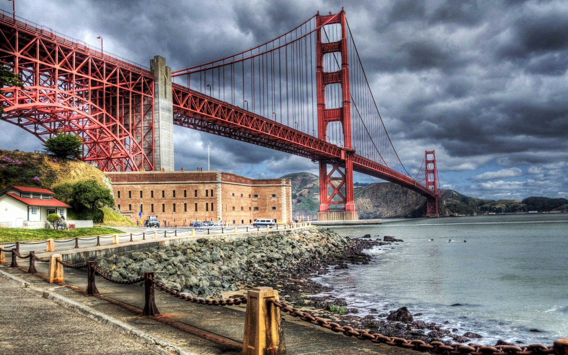 Take A Look Under Golden Gate Bridge HDr Wallpaper