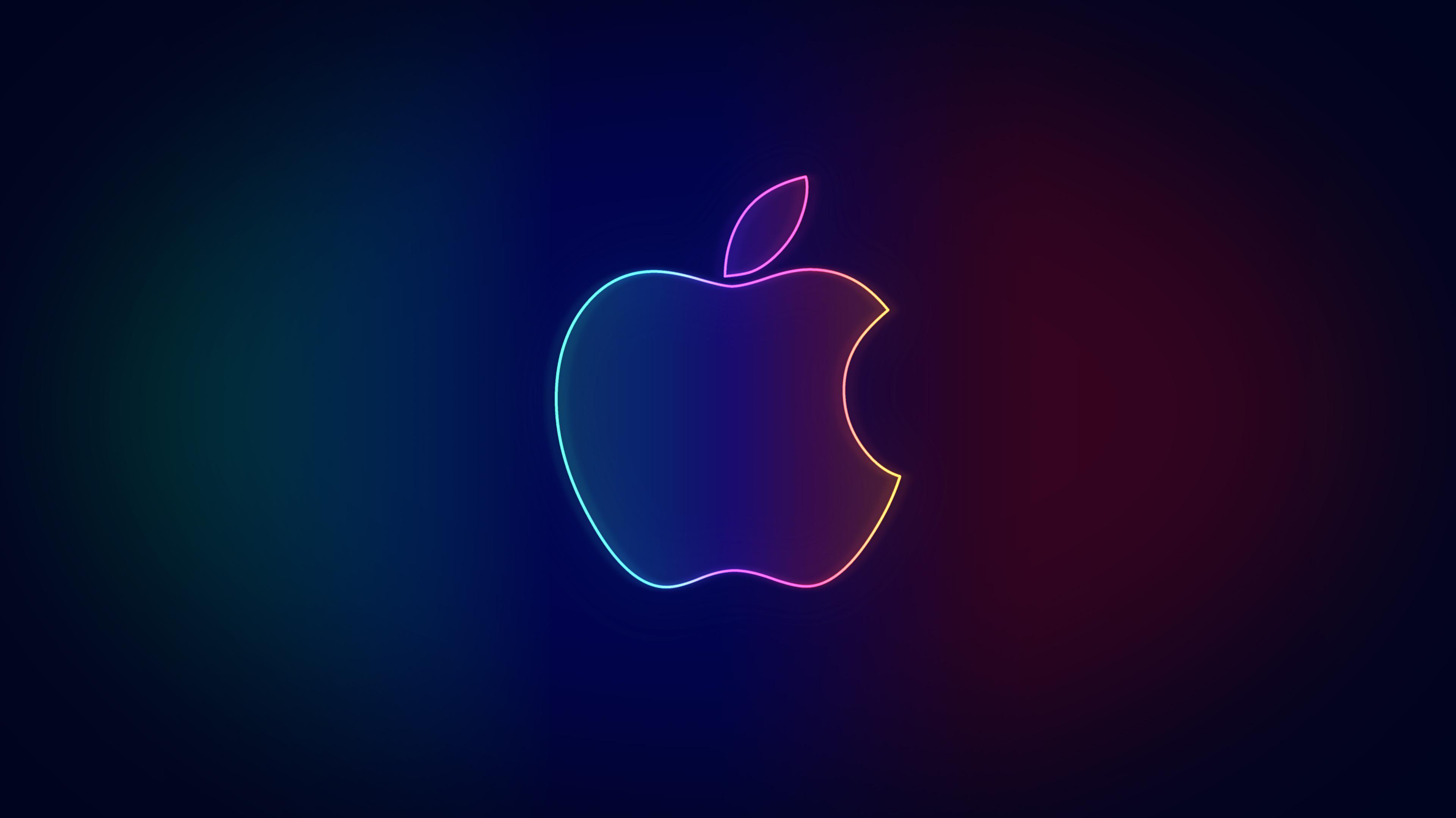 Neon Apple Logo R Wallpaper