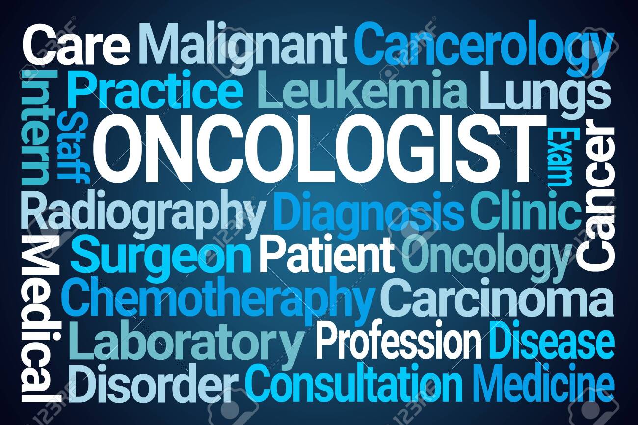 Oncologist Word Cloud On Blue Background Stock Photo Picture And