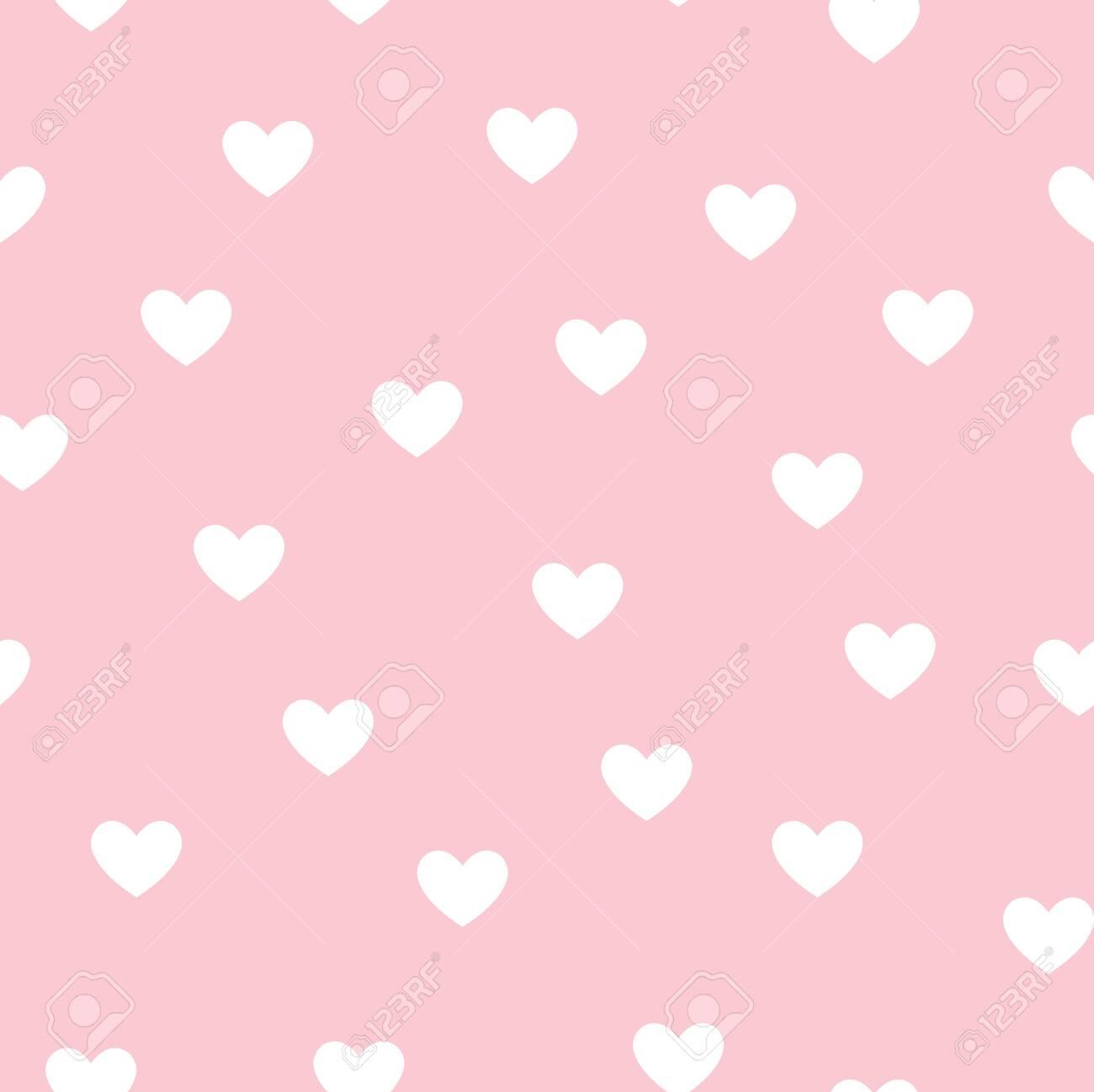 Cute White Hearts On Pink Background Seamless Repeat Pattern