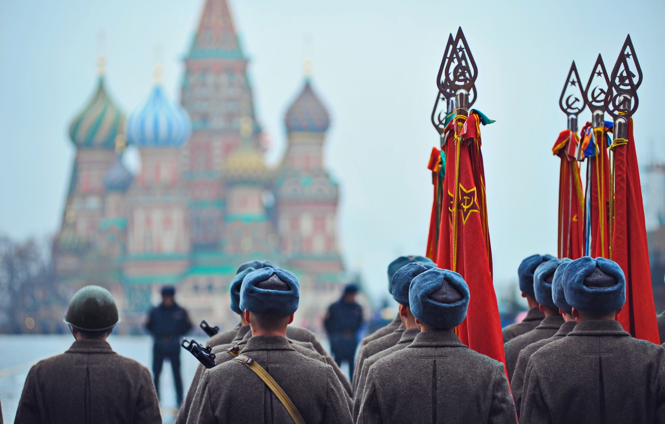 Wallpaper Holiday Victory Day Soldiers Flags Red Square May