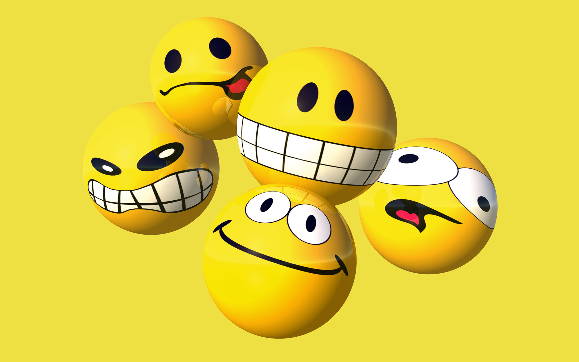 3D Yellow Emojis with Various Expressions on a Yellow Background