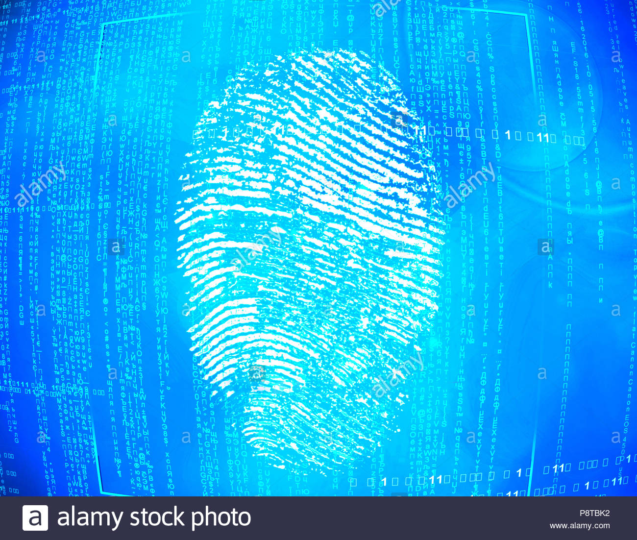 Abstract Blue Technology Background Scan Fingerprint Biometric