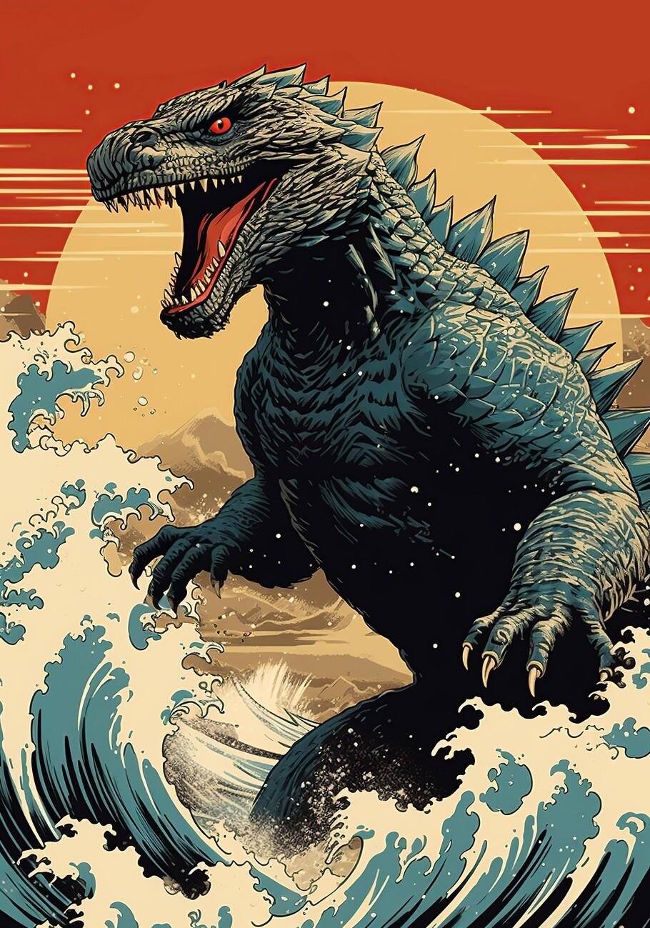 🔥 Download Wall Art Print Godzilla Japan Gifts Merchandise Europosters ...