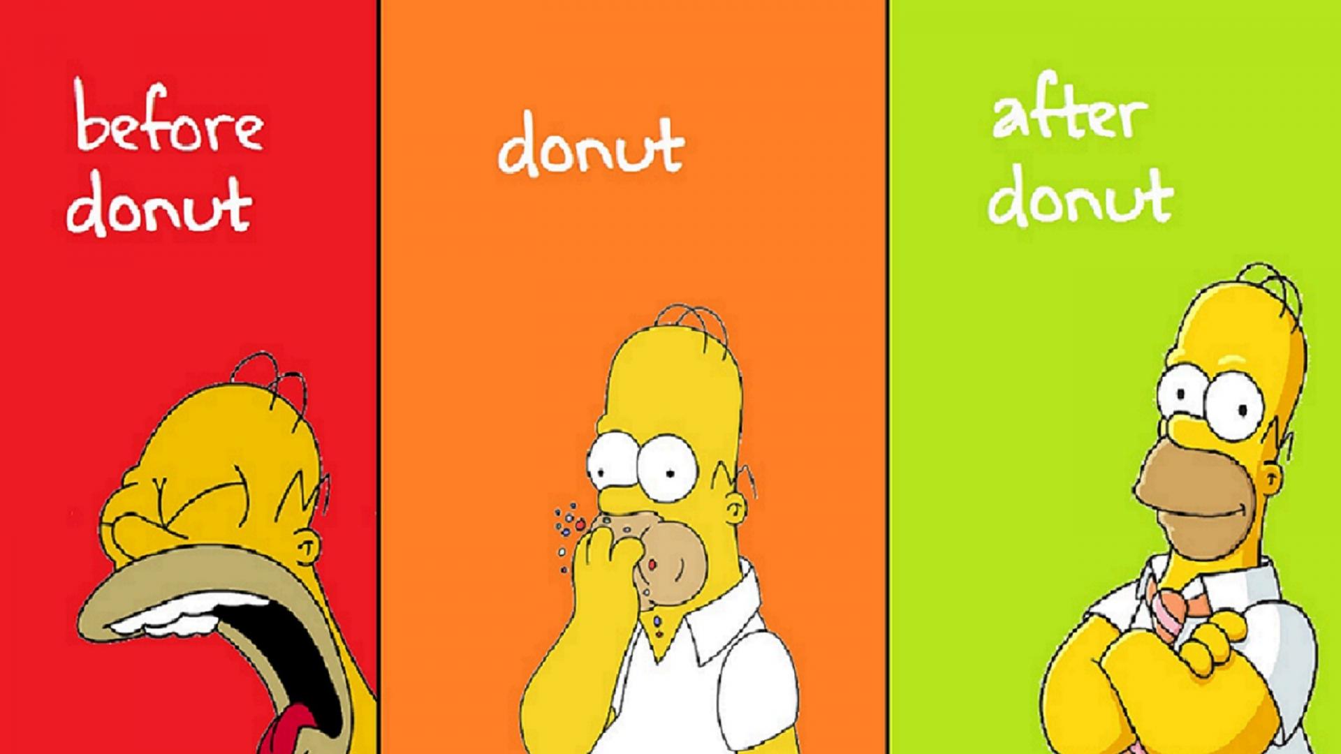 Yellow Homer Simpson Donuts The Simpsons Hungry Wallpaper HD Walls
