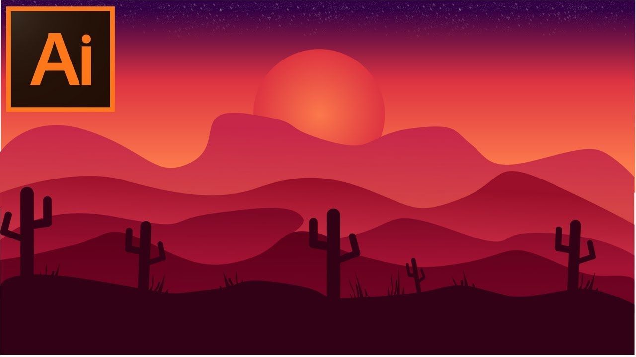 How To Make Desert Background Design In Adobe Illustrator Cc