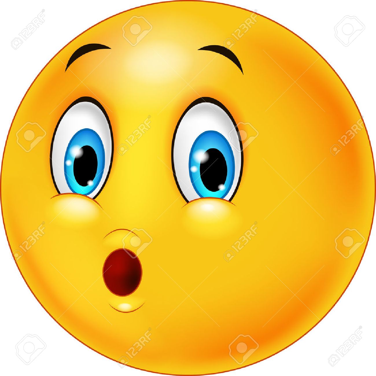 Surprised Emoticon Face Cartoon On White Background Royalty