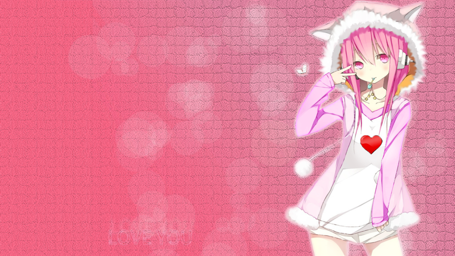 Cute pink anime girl wallpaper by NewbMangaDrawer on