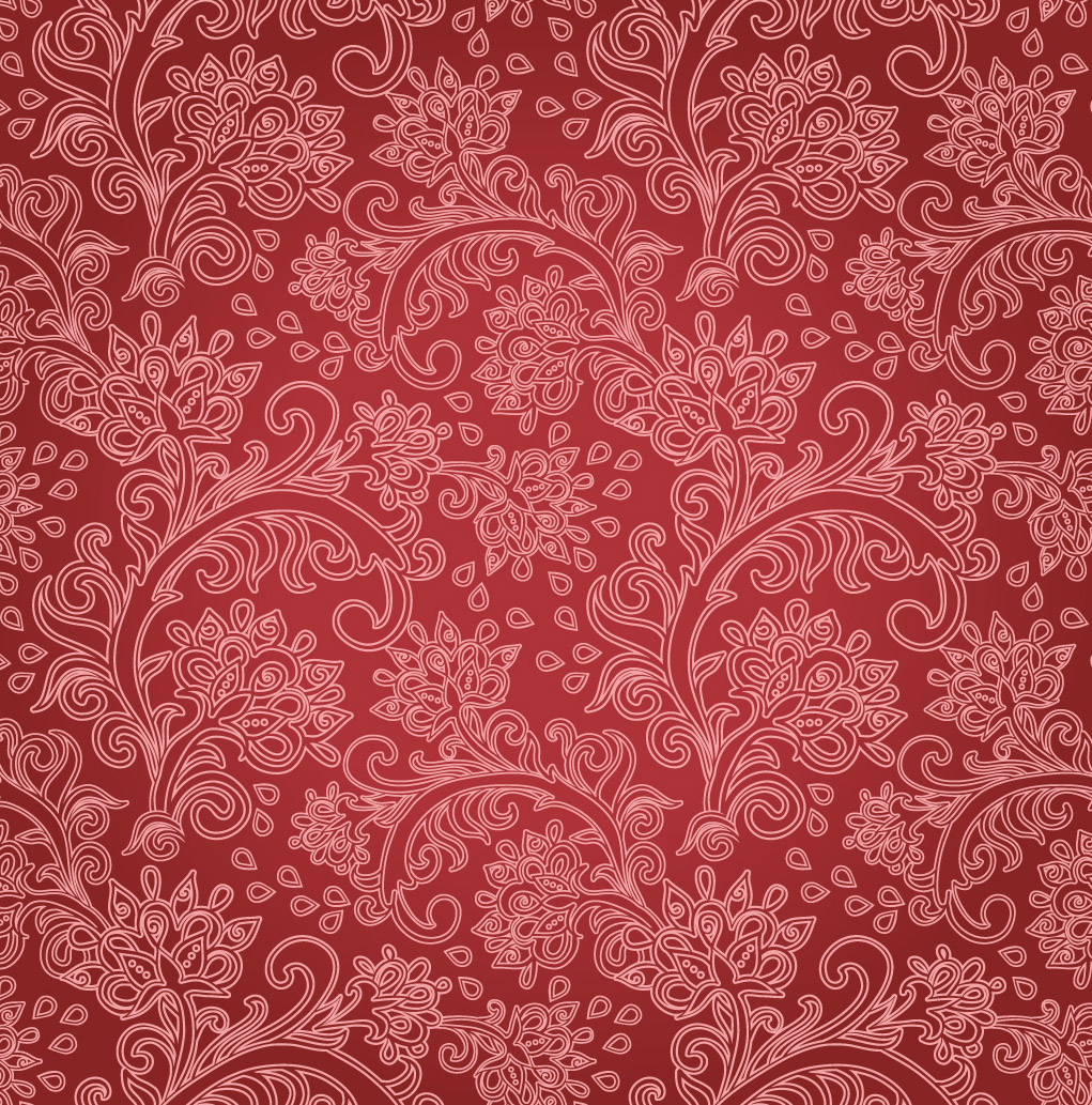 Beautiful Red Vector Background Is Decorated With A Floral Pattern