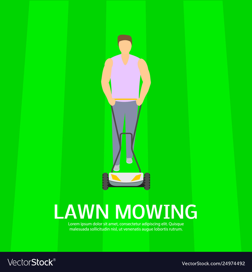 Lawn Mowing Sport Field Concept Background Flat Vector Image