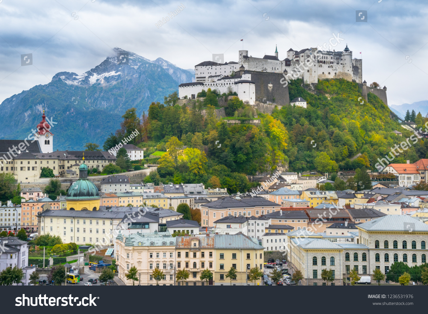 Beautiful Salzburg Hohensalzburg Fortress Background Stock