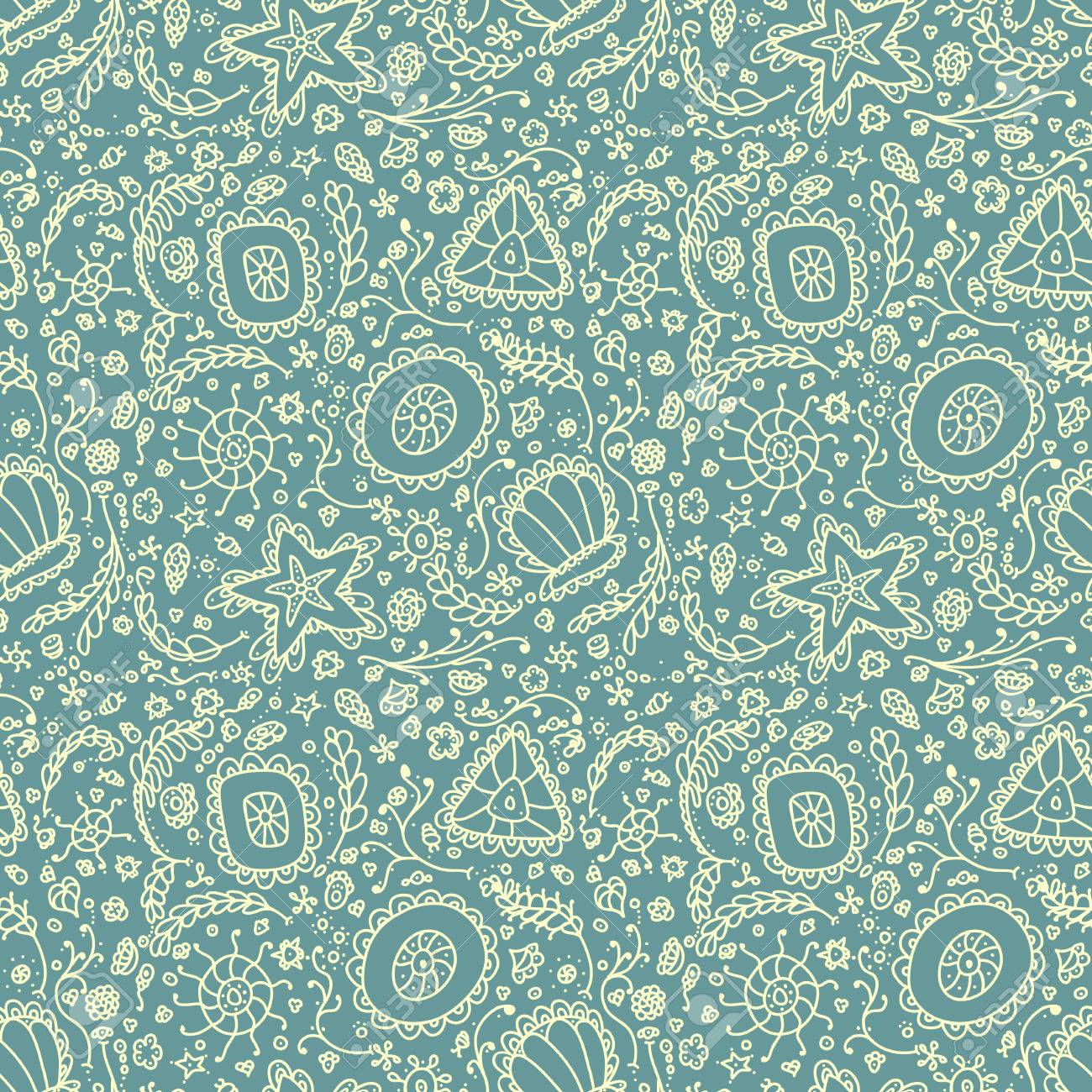 Handmade Seamless Pattern Or Background With Abstract Protozoa