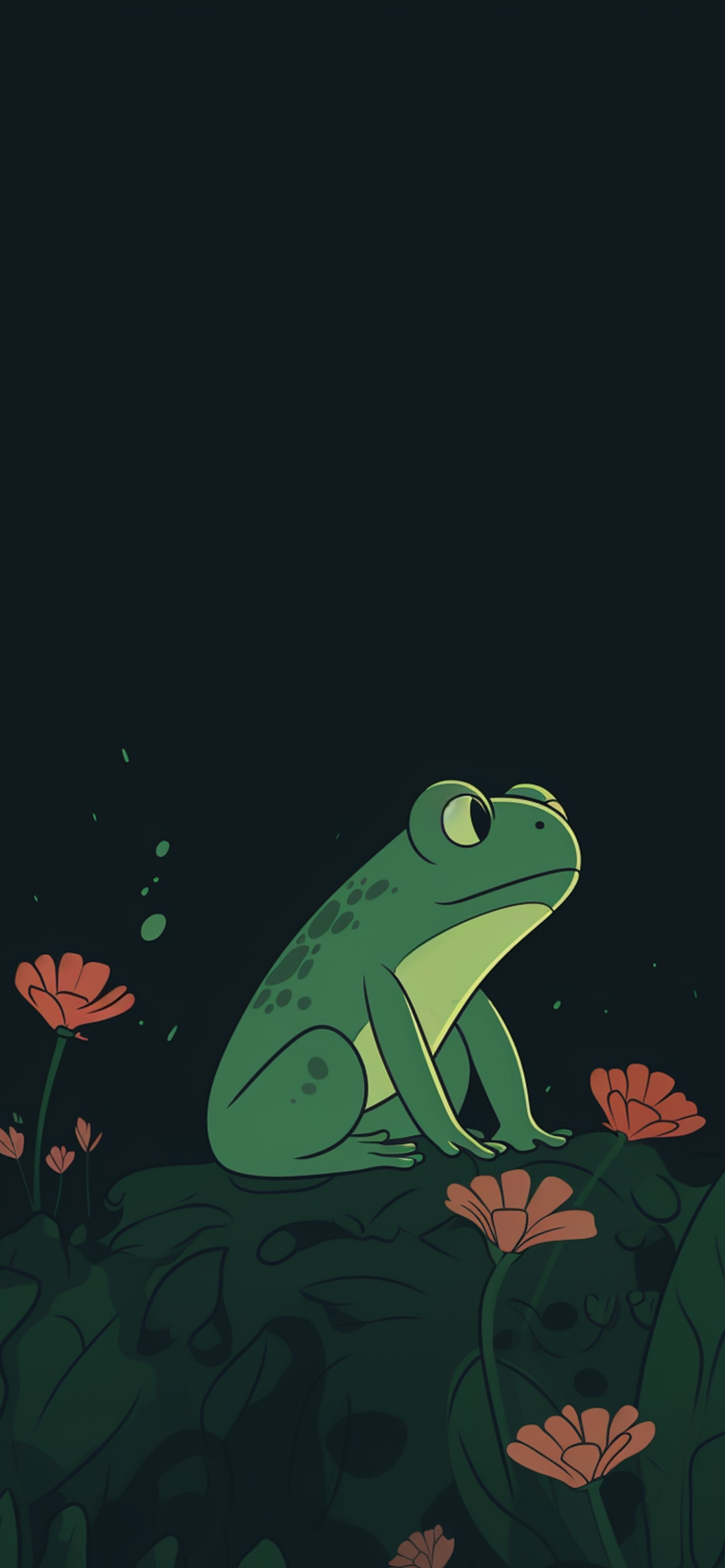 Cute Frog Dark Green Wallpaper