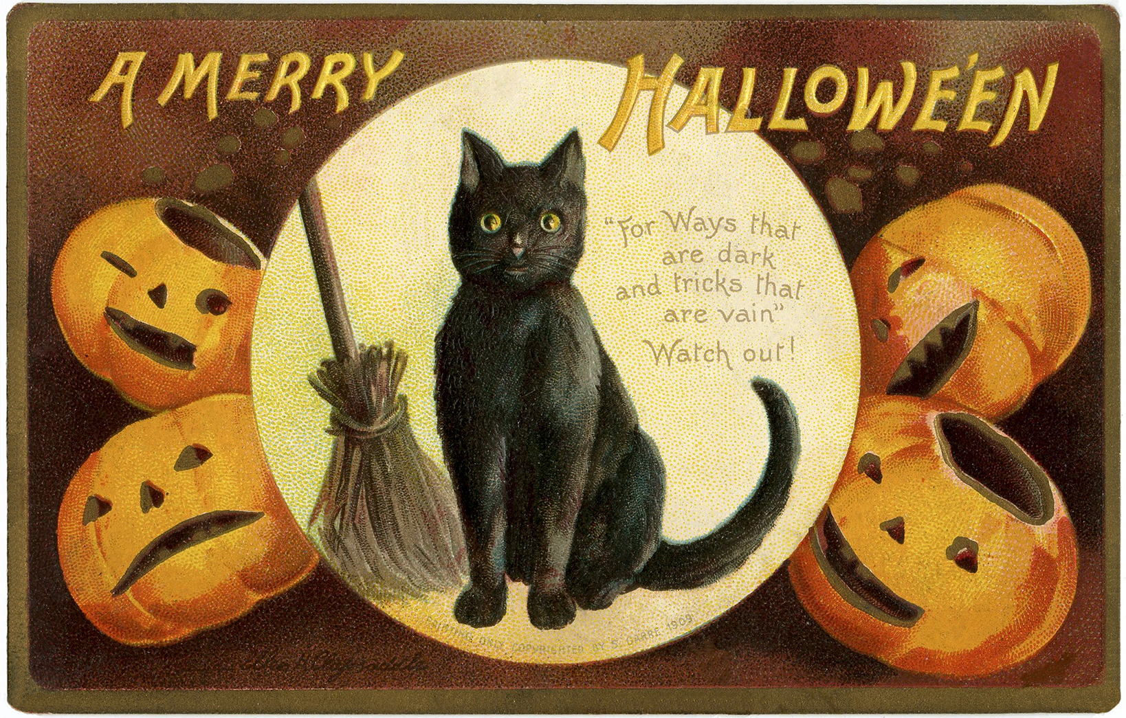 Cute Vintage Halloween Cat Image The Graphics Fairy