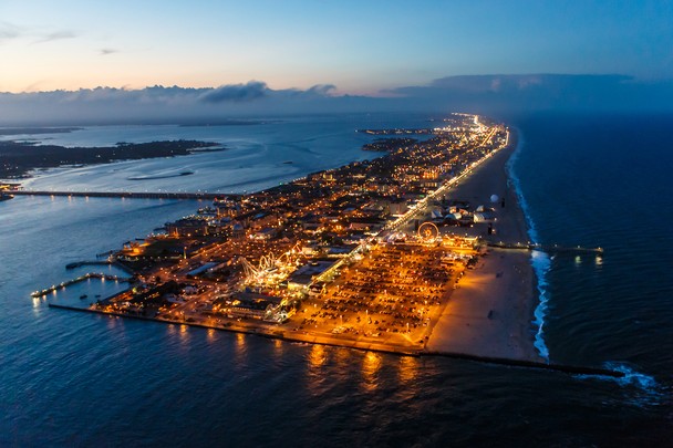 Ocean City Maryland As Seen Form The Sky Right After Sunset