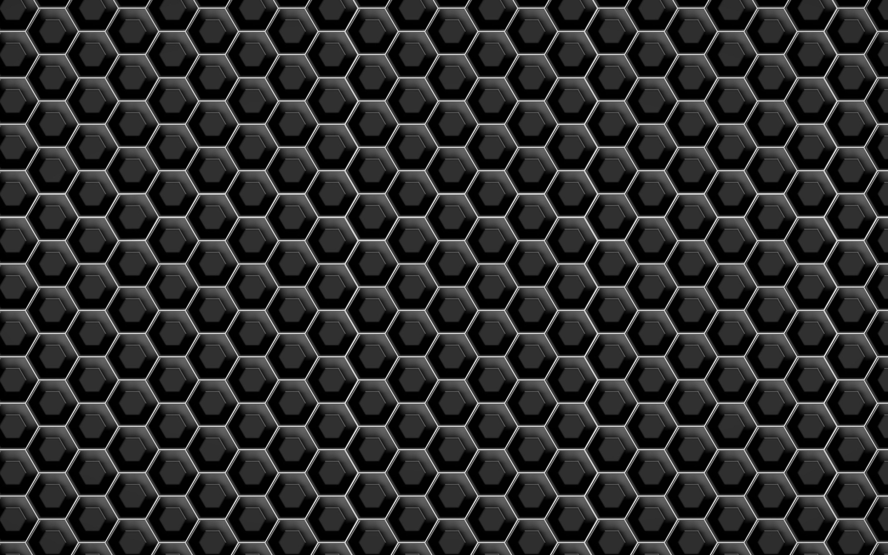 Metallic Black Hexagons Wallpaper
