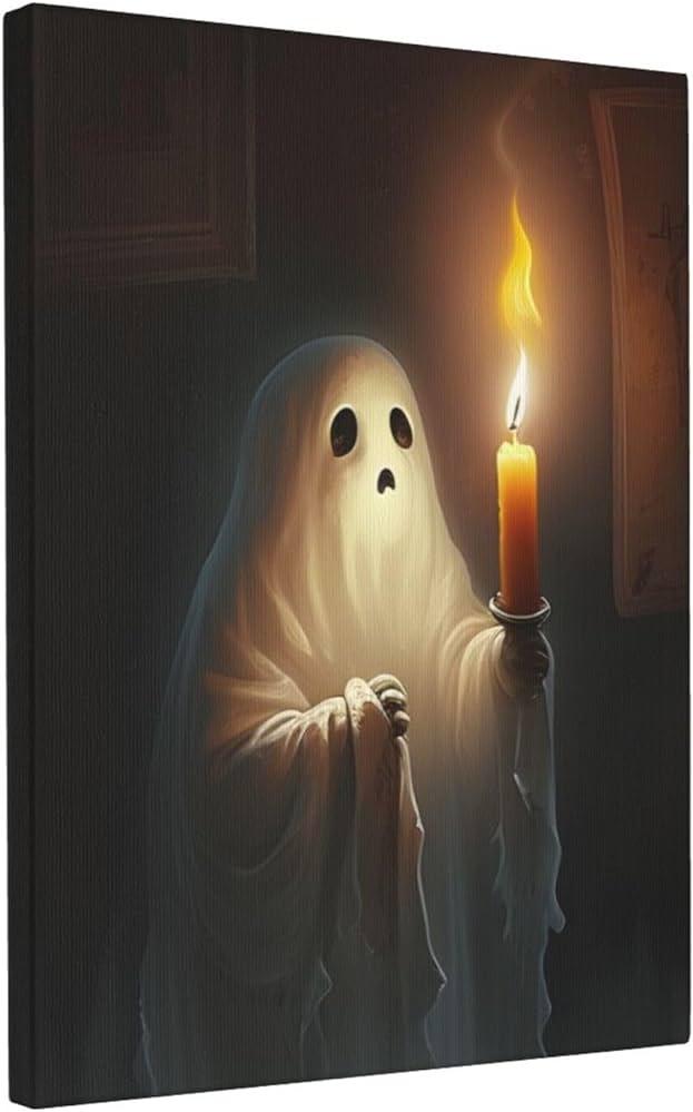 Amazon Vintage Cute Ghost Holding Candle S Wall Art