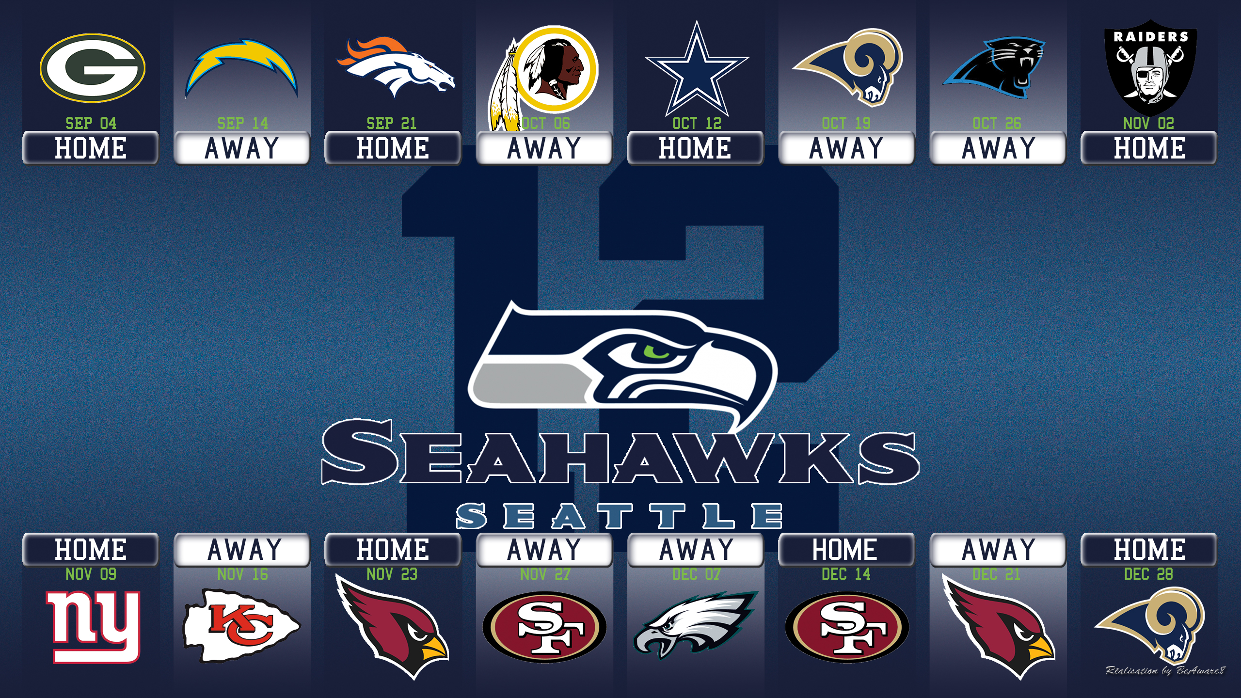 Seattle Seahawks Calandar Saison 2014 by BeAware8