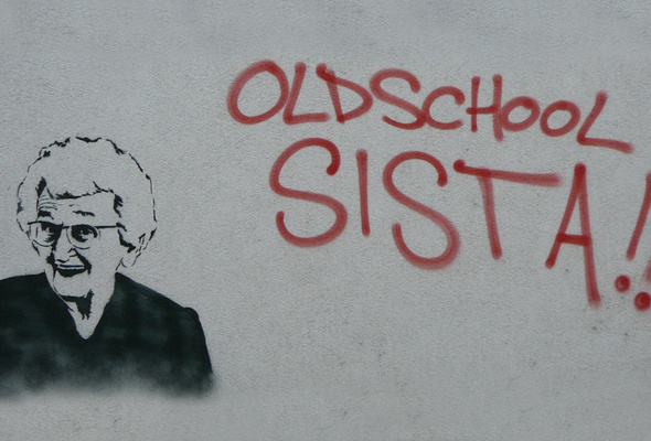 Old School Sista Graffiti Grandmother Wall