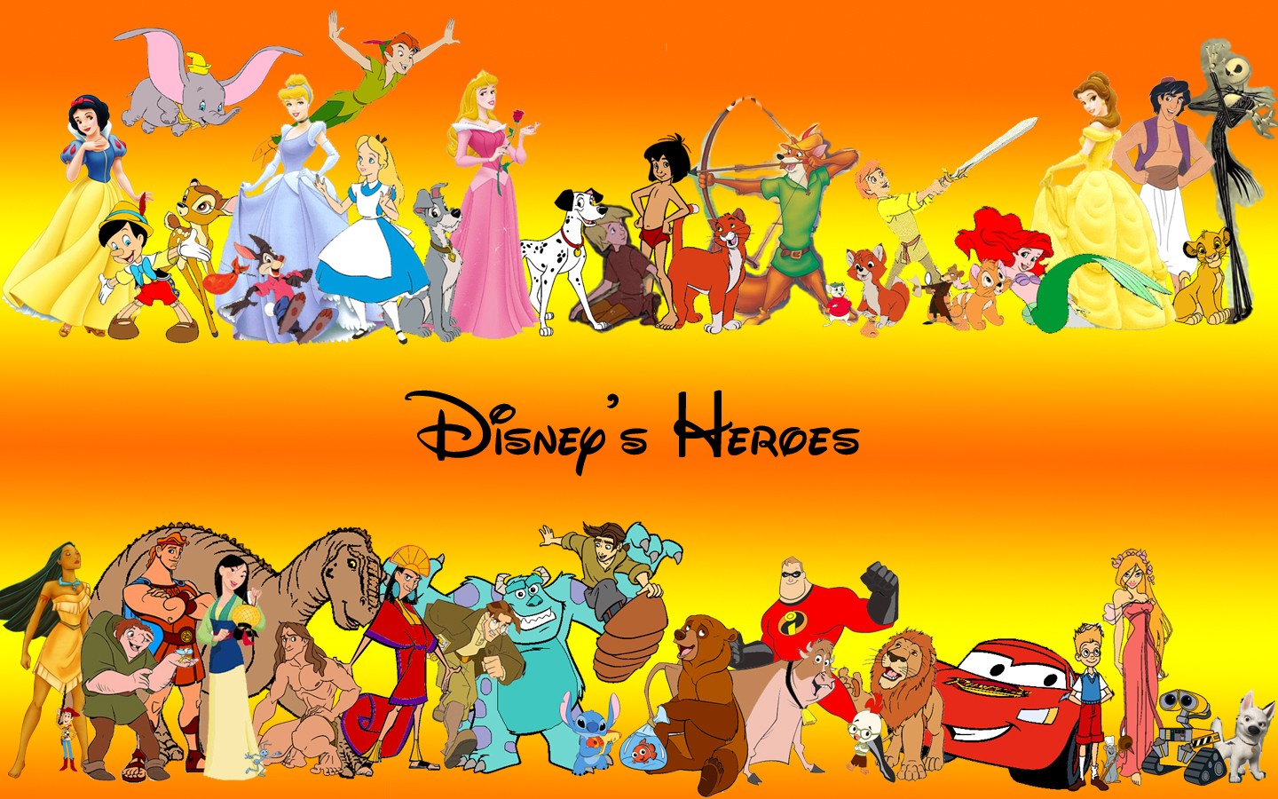 Walt Disney Heroes Characters HD Wallpaper of Cartoon 1440x900