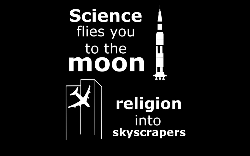 Funny Political Religion Atheism Spaceships Black Background
