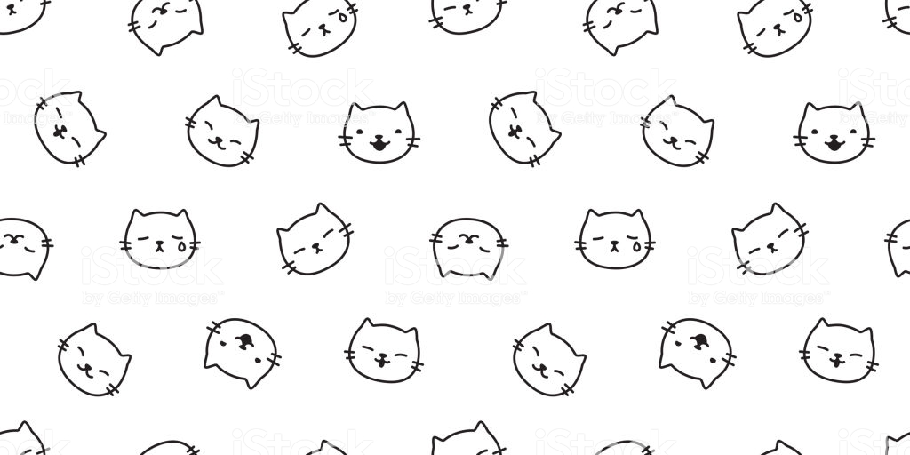Cat Seamless Pattern Kitten Vector Scarf Isolated Background