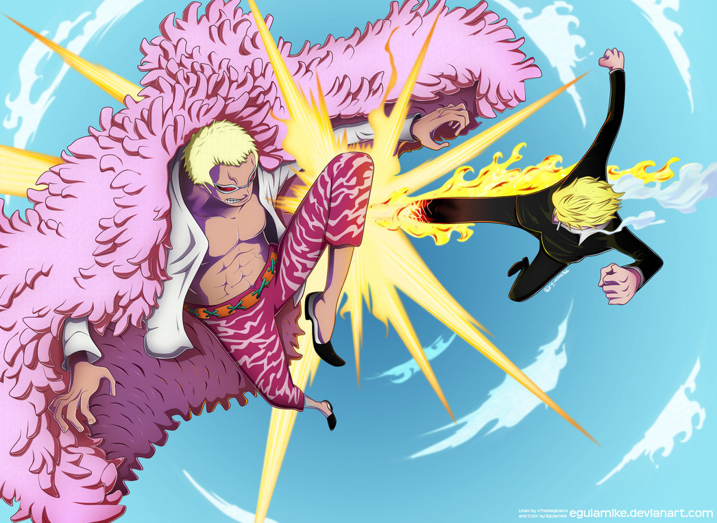 One Piece 723 Sanji Vs Doflamingo Request By by Eguiamike on 1046x763