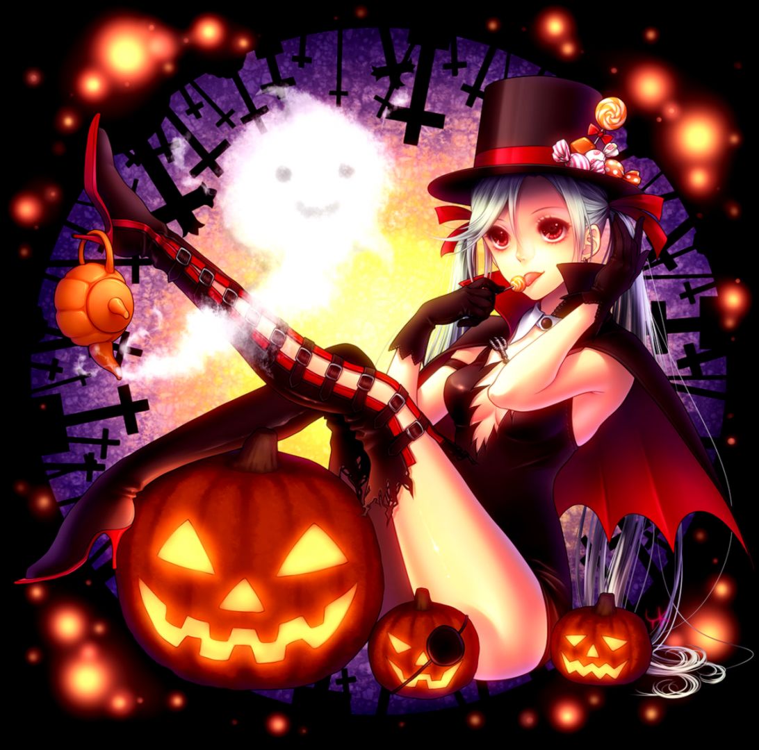 Anime Halloween Girl Trick Or Treat Wallpaper Style