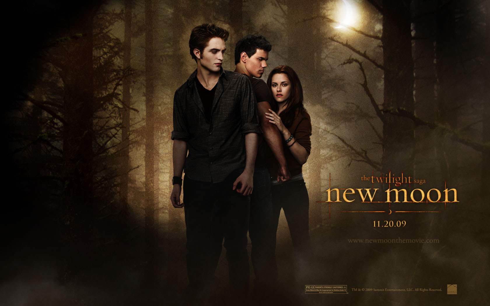 Twilight New Moon Bella Edward And Jacob Desktop Wallpaper
