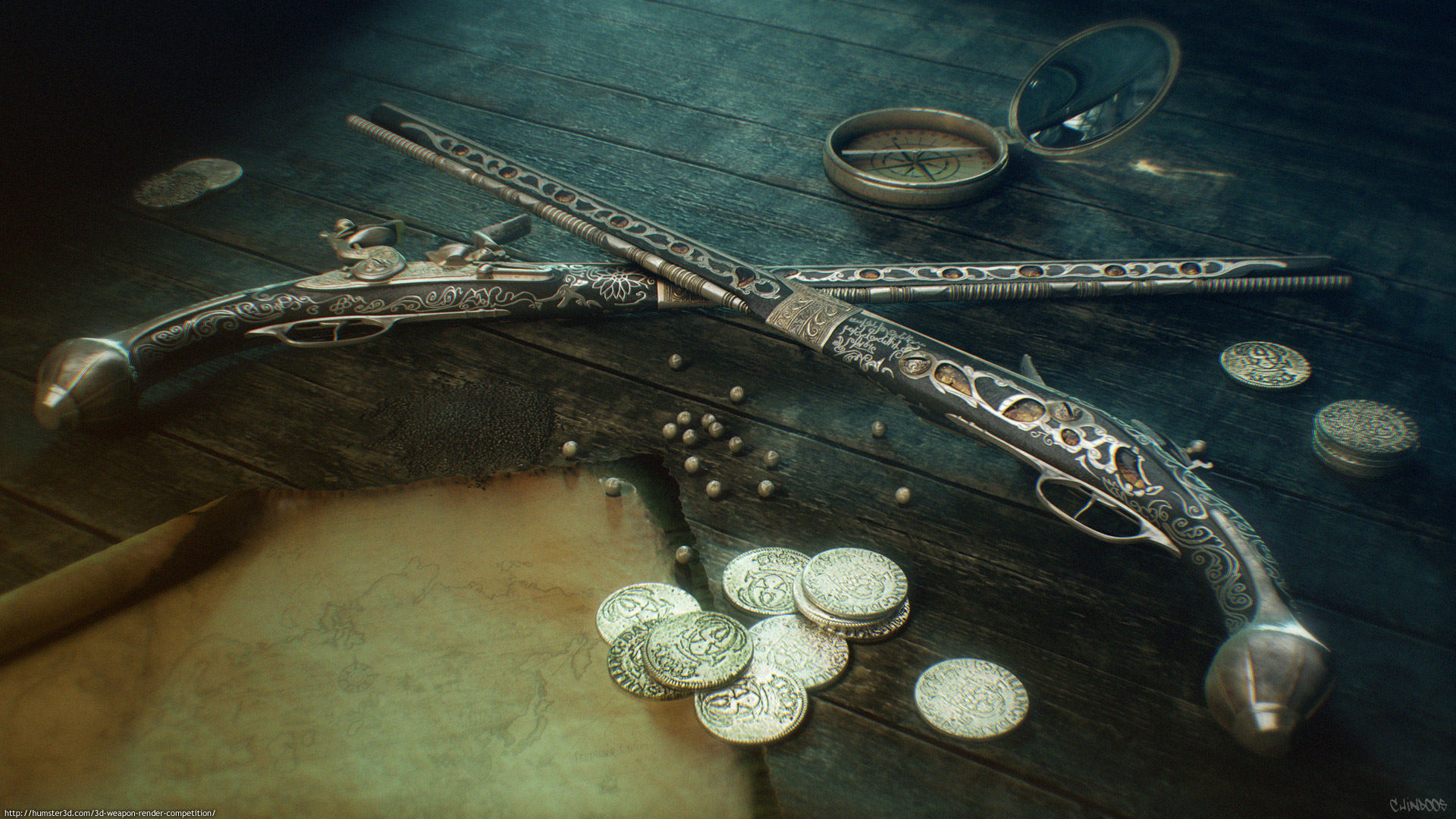 Middleeastern Flintlock Pistol 3d Artist Adam Kry Ski Hum3d