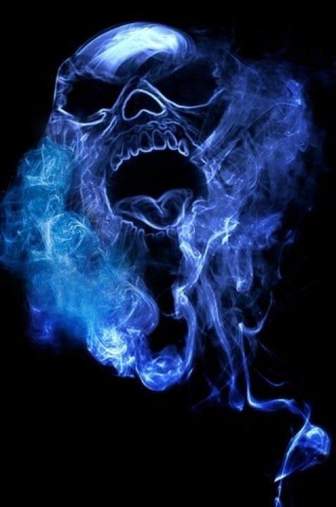 Airbrush Art Blue Smoke Background App Tattoo Skull