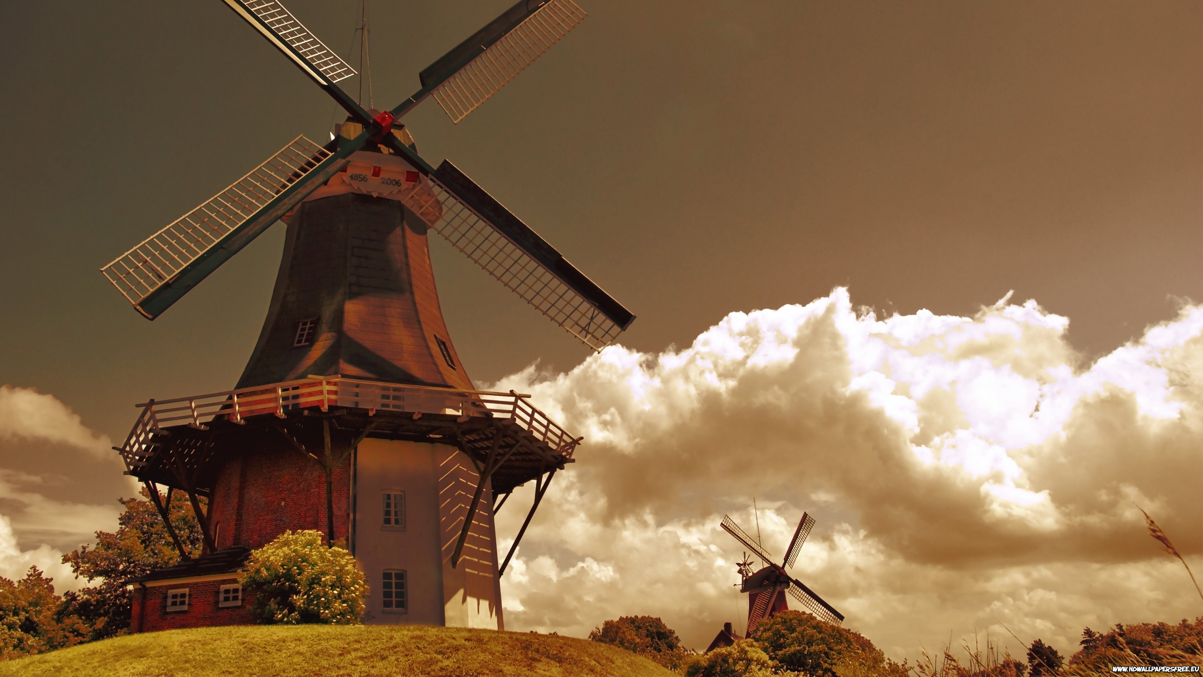 Description Windmills In Herlands Wallpaper Desktop