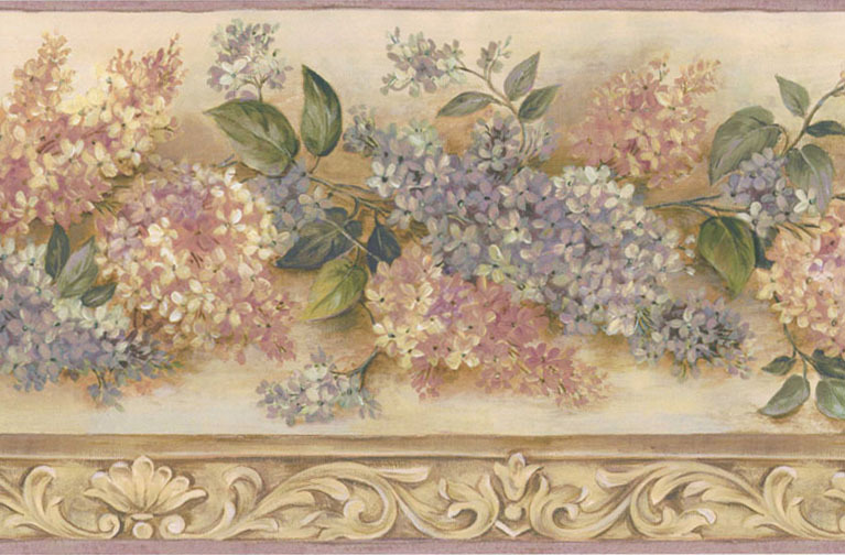 Heirloom Lilac Wallpaper Border Rustic Country Primitive