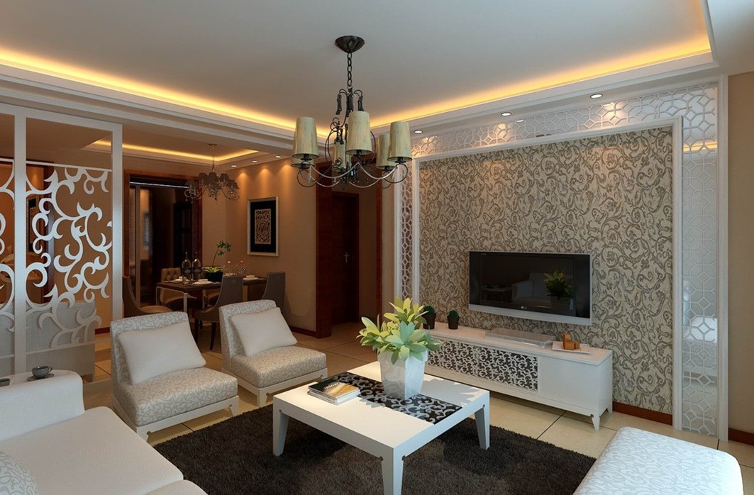 Elegant Wallpaper For Modern Minimalist Living Room Tv Wall