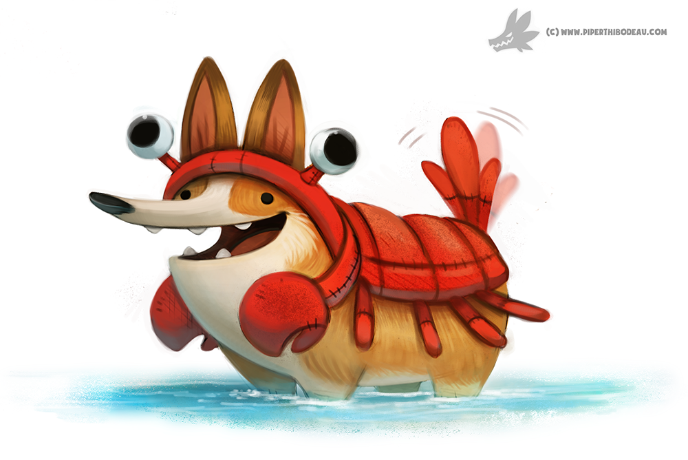Daily Painting Corgi Lobster By Cryptid Creations
