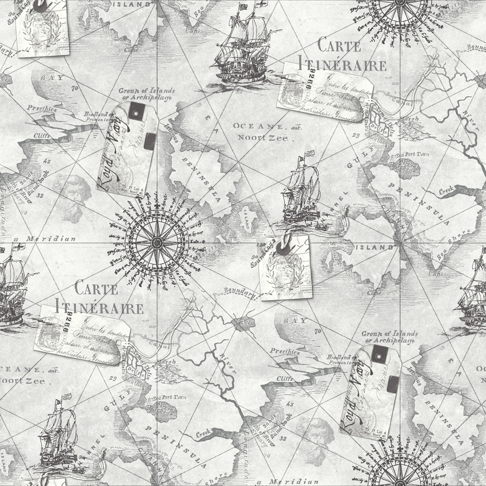 Arthouse Navigator Cartography Vintage Nautical Map Wallpaper