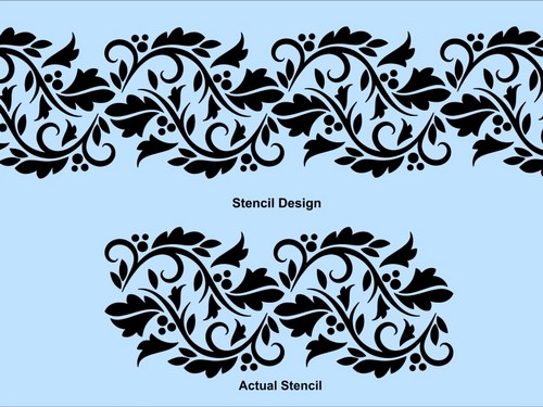 Berry Border Stencil Wall Painting Raised Design S