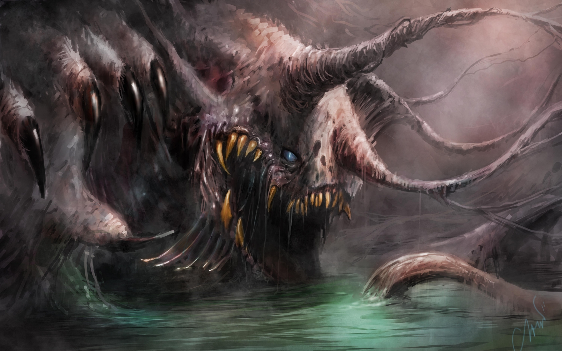 Art Digital Dark Horror Monster Creatures Scary Wallpaper Background