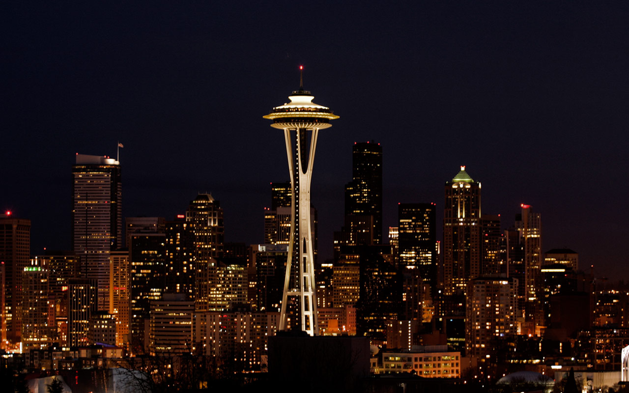 Space Needle At Night Seattle Wallpaper Of Widescreen