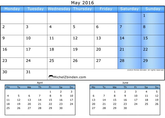 Calendar May Quot Blue April