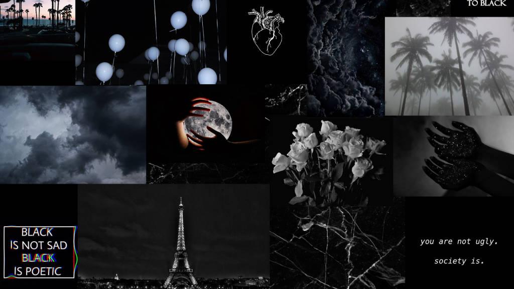 Download Beautiful Black Aesthetic Collage Laptop Wallpaper
