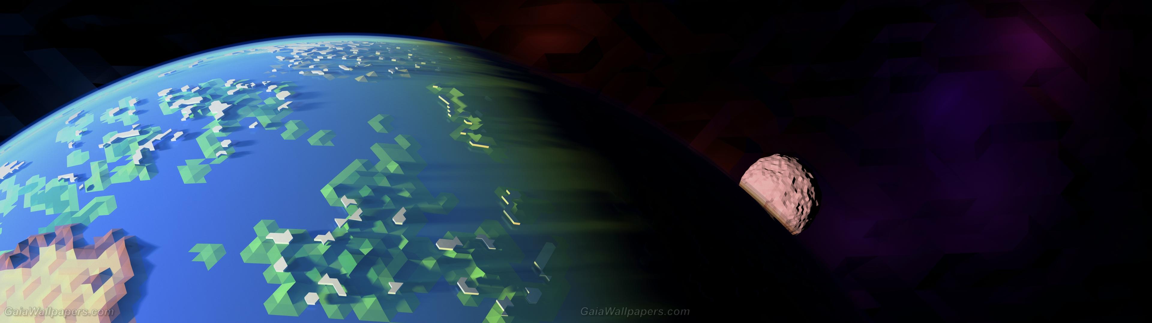 Polygonal Earth In Space Wallpaper Desktop