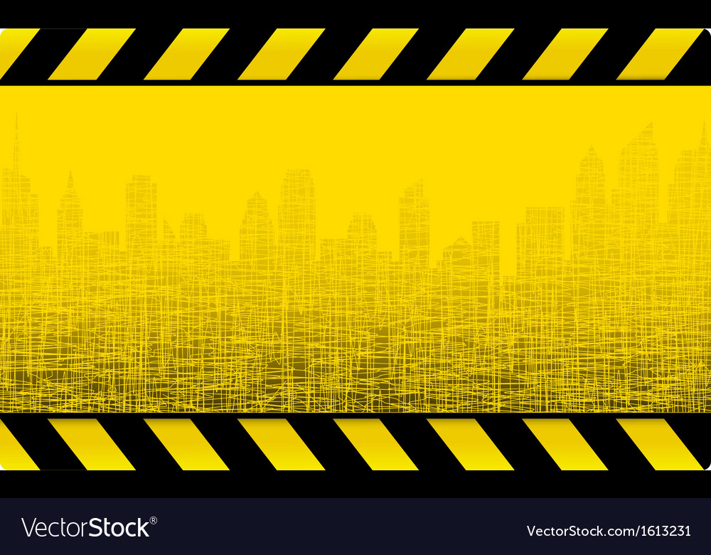 Grunge Construction Background With City Vector Image