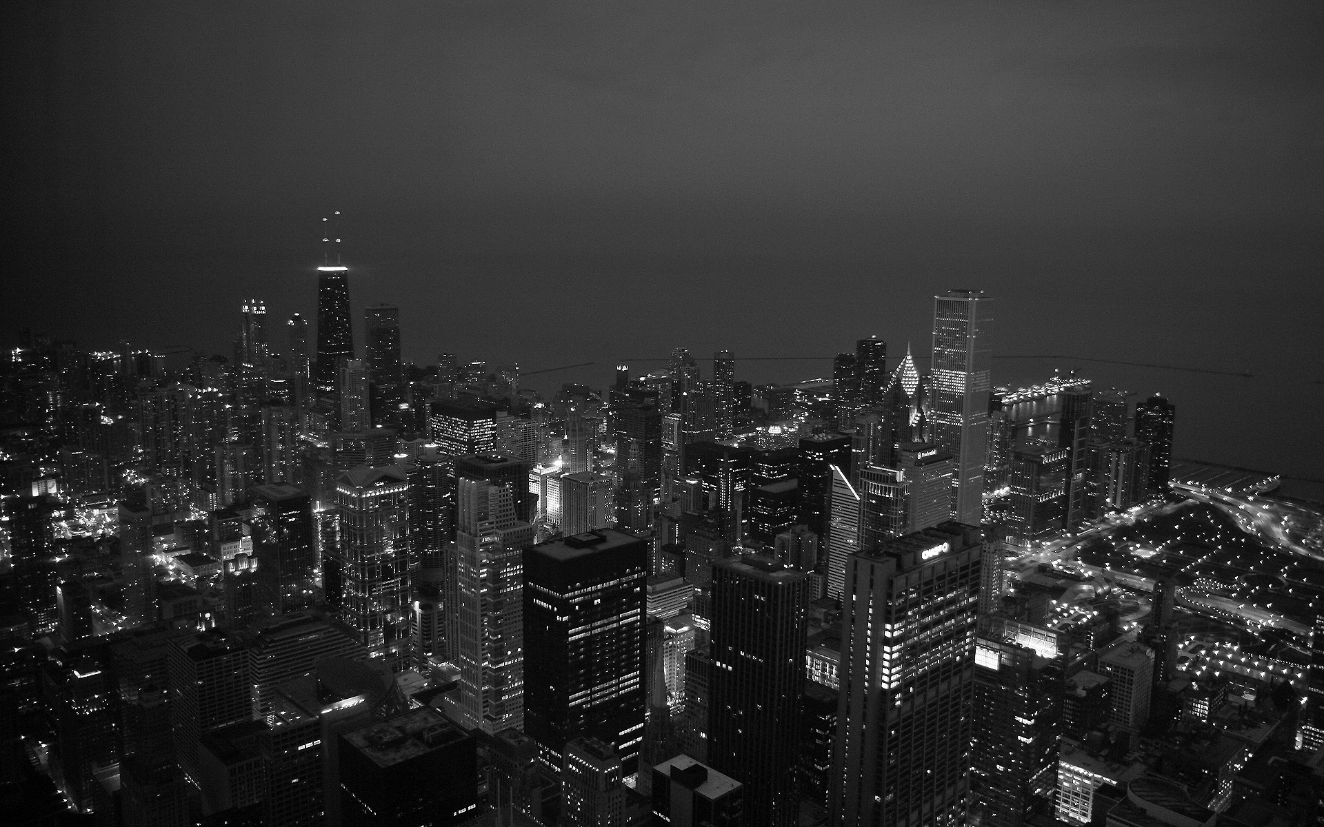 Chicago Night Landscape Wallpaper Desktop Background Scenery