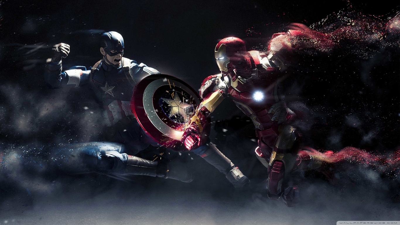 Captain America vs Iron Man 4K HD Desktop Wallpaper for 4K 1366x768