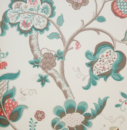 Wallpaper A jacobean tree of life design wallpaper in teal and red