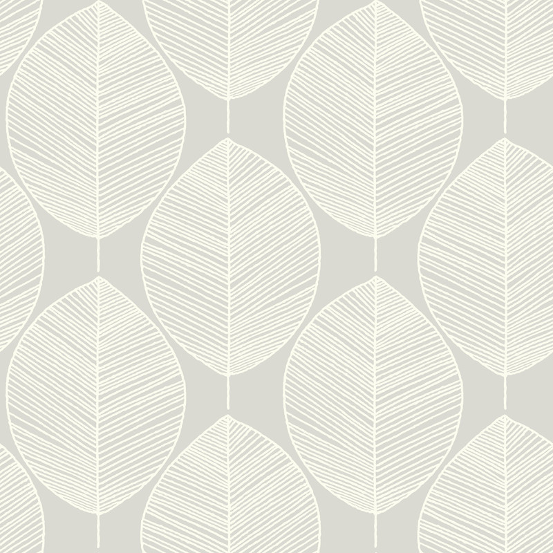 Arthouse Retro Leaf Wallpaper Silver Go
