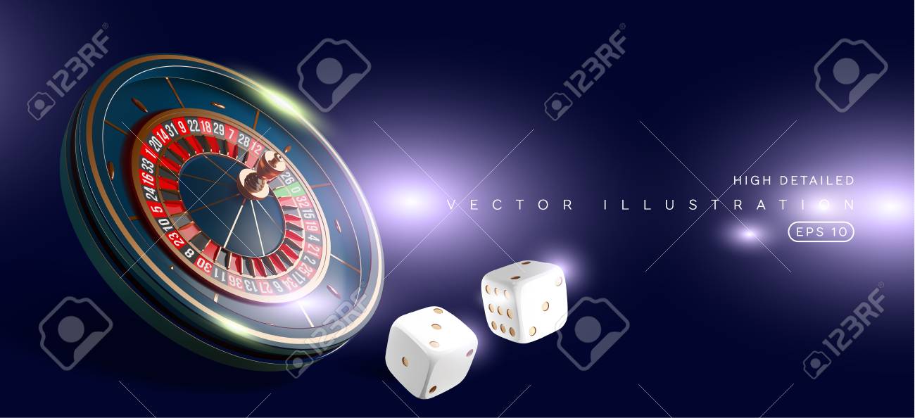 Casino Roulette Wheel Isolated On Blue Background 3d Realistic