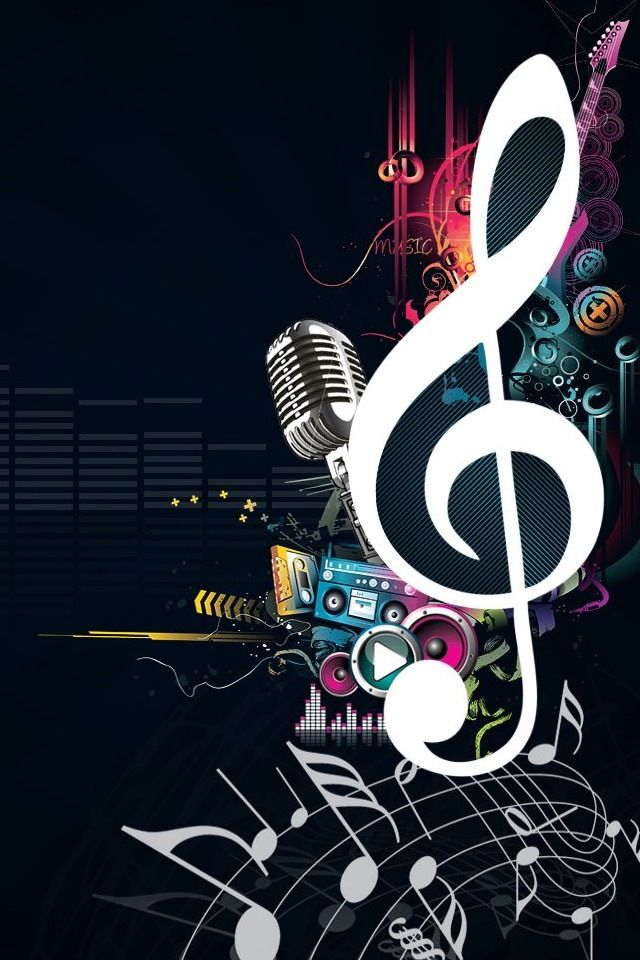 Treble Clef On Black Music Wallpaper Notes
