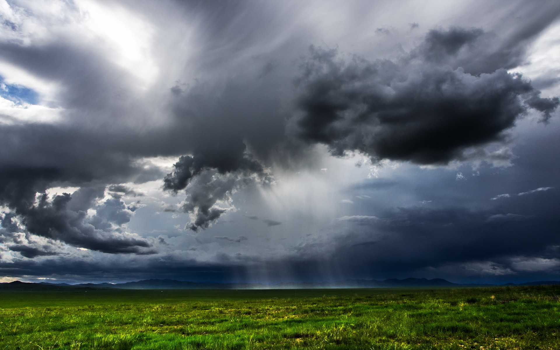 Wallpaper Mongolia Field Clouds Rain Landscape